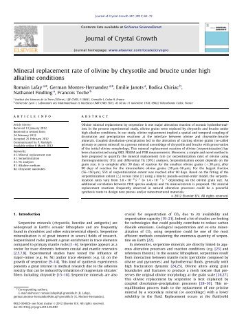 Mineral replacement rate of olivine by chrysotile and brucite under ...