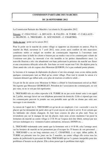 COMMISSION PARITAIRE DES MARCHES DU 26 ... - La Couarde