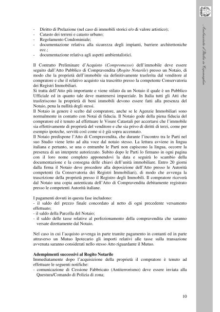 guida pratica all'acquisto di immobili in italia 2010 - Ambasciata d'Italia