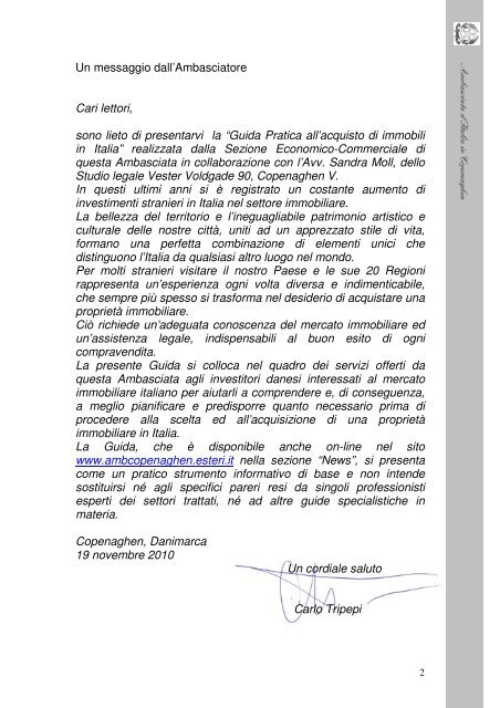 guida pratica all'acquisto di immobili in italia 2010 - Ambasciata d'Italia