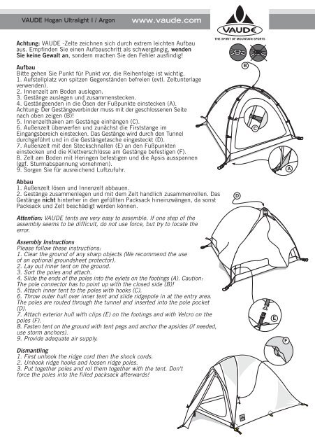 VAUDE Hogan Ultralight | / Argon wvvw.vaude.com j