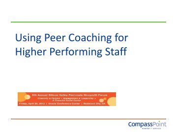 Using Peer Coaching for Higher Performing Staff - CompassPoint ...