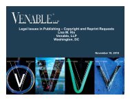 Legal Issues in Publishing â Copyright and Reprint ... - Venable LLP