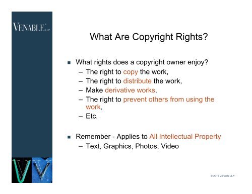 Legal Issues in Publishing â Copyright and Reprint ... - Venable LLP