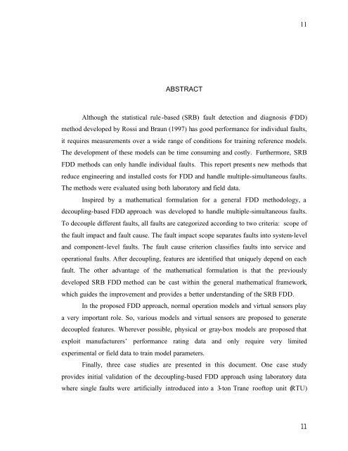 Fault Detection and Diagnostics for Rooftop Air Conditioners