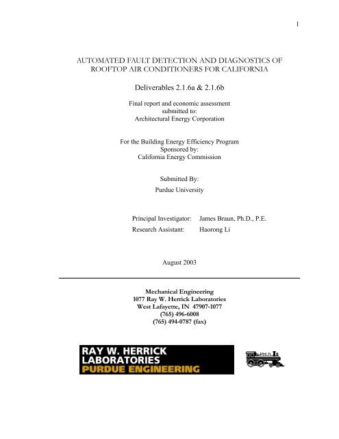 Fault Detection and Diagnostics for Rooftop Air Conditioners