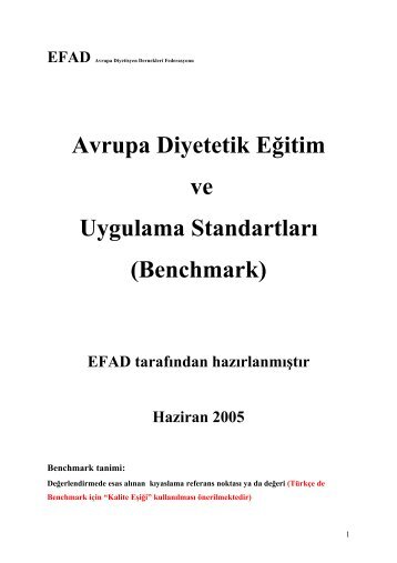 Avrupa Diyetetik EÄitim ve Uygulama StandartlarÄ± (Benchmark)