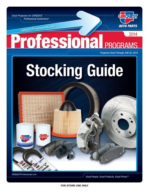 Carquest Professional Programs Top 25 Stocking Numbers