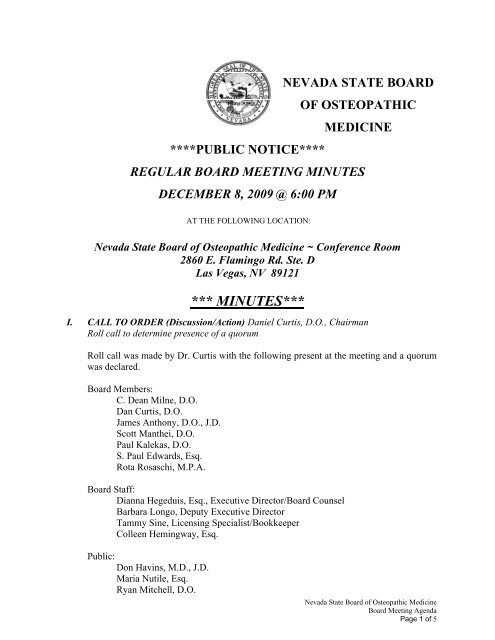 Public Notice Nevada State Board Of Osteopathic Medicine