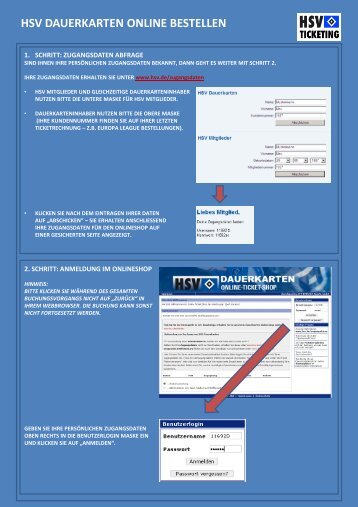 ONLINEBUCHUNG DAUERKARTE - HSV