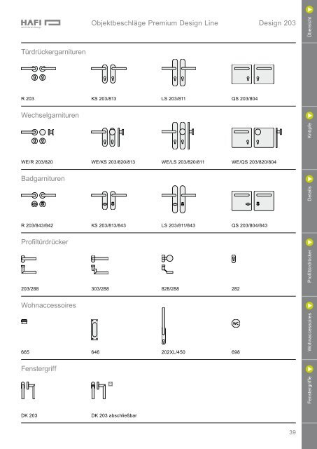 ObjektbeschlÃ¤ge Premium Design Line Ãbersicht Modelle KnÃ¶pfe ...