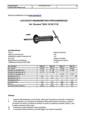 CACCIAVITI DINAMOMETRICI PROVASERRAGGI Art. Sicutool ...