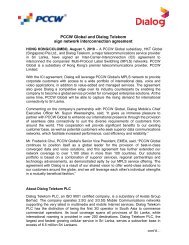 PCCW Global and Dialog Telekom sign network ... - HKColo