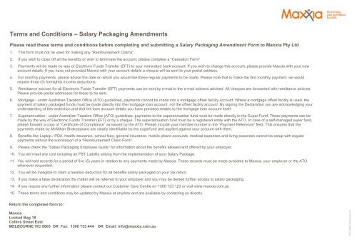 Salary Packaging Amendment Form - Maxxia