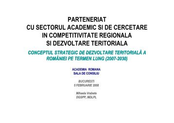 Conceptul strategic de dezvoltare teritoriala a Romaniei pe termen ...