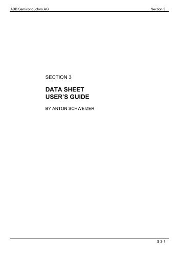 DATA SHEET USER'S GUIDE - 5S Components