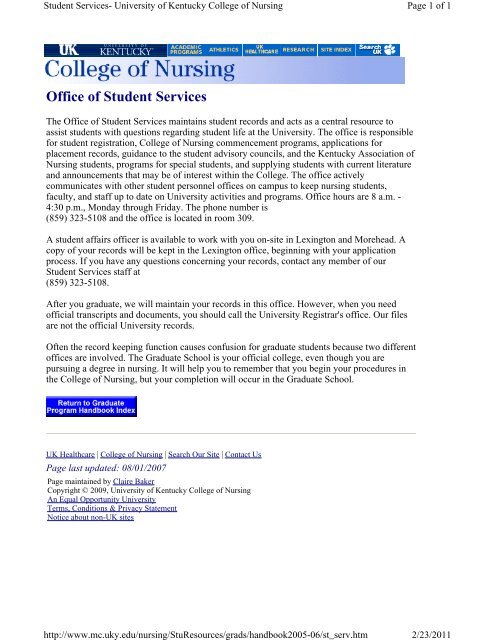 05-06 Graduate Student Handbook.pdf - University of Kentucky