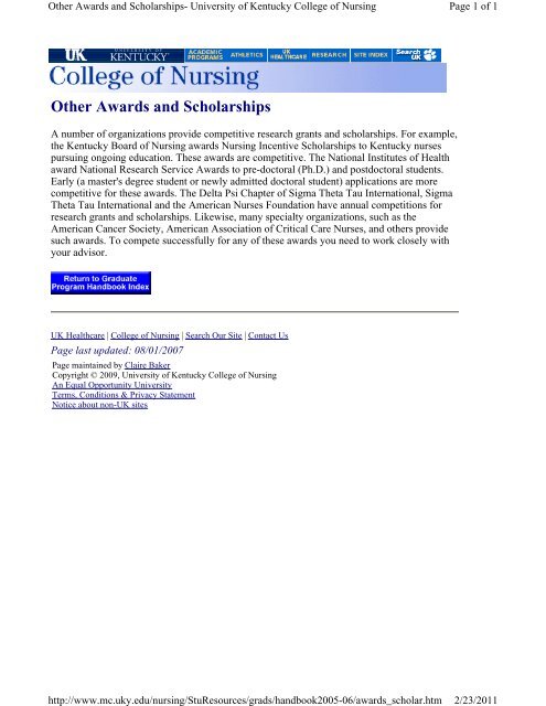 05-06 Graduate Student Handbook.pdf - University of Kentucky