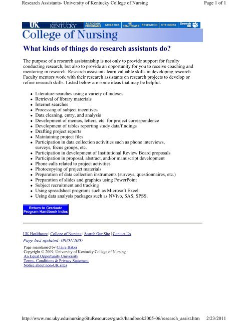 05-06 Graduate Student Handbook.pdf - University of Kentucky