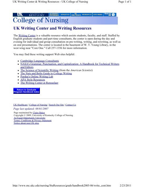 05-06 Graduate Student Handbook.pdf - University of Kentucky