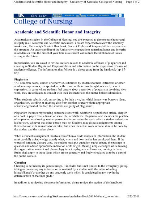 05-06 Graduate Student Handbook.pdf - University of Kentucky