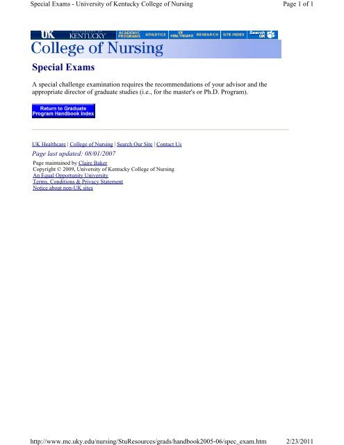 05-06 Graduate Student Handbook.pdf - University of Kentucky