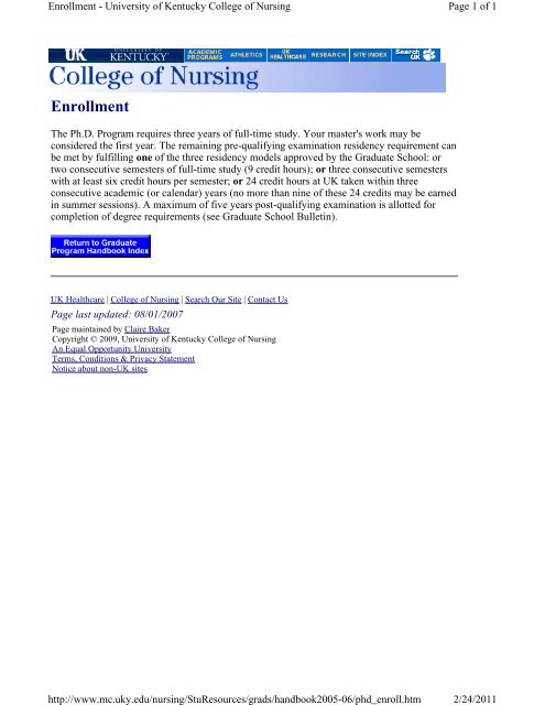 05-06 Graduate Student Handbook.pdf - University of Kentucky