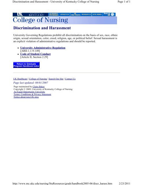 05-06 Graduate Student Handbook.pdf - University of Kentucky