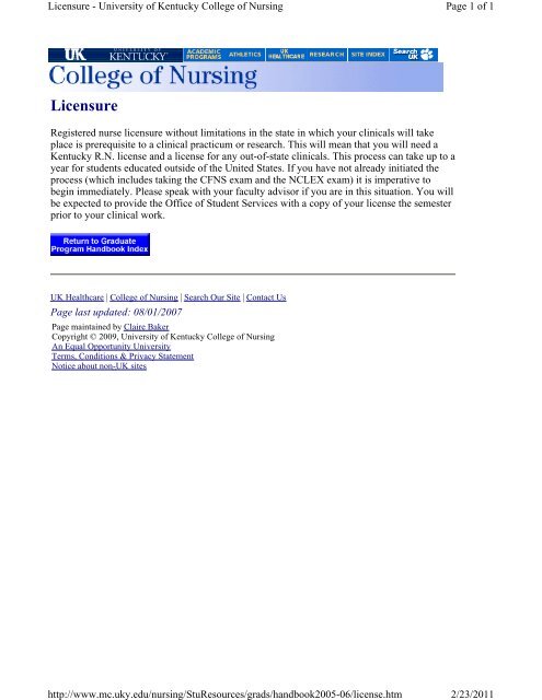 05-06 Graduate Student Handbook.pdf - University of Kentucky