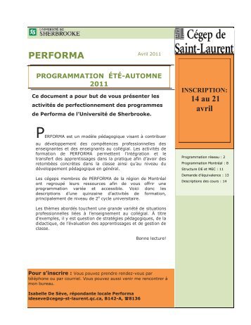 PERFORMA - CÃ©gep de Saint-Laurent