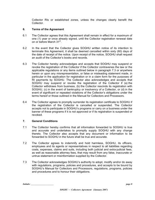 Collectors Agreement - Alberta Used Oil Management Association