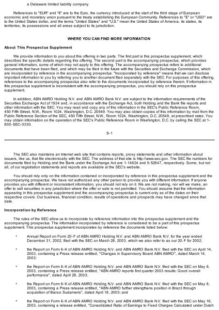 ABN AMRO Capital Funding Trust V ABN AMRO Holding N.V.