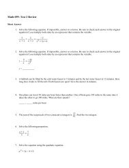 Math 099: Test 2 Review