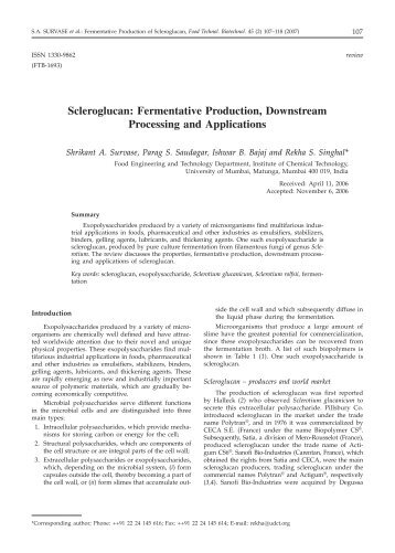 Scleroglucan - Food Technology and Biotechnology