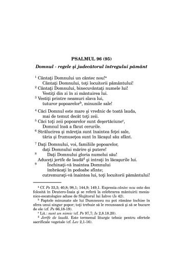 PSALMUL 96 (95) Domnul - regele Âºi judecÄtorul Ã®ntregului pÄmÃ¢nt ...