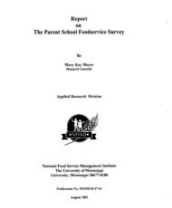 Report on The Parent School Foodservice Survey - National Food ...