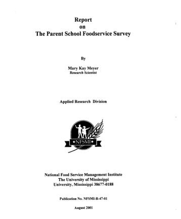 Report on The Parent School Foodservice Survey - National Food ...