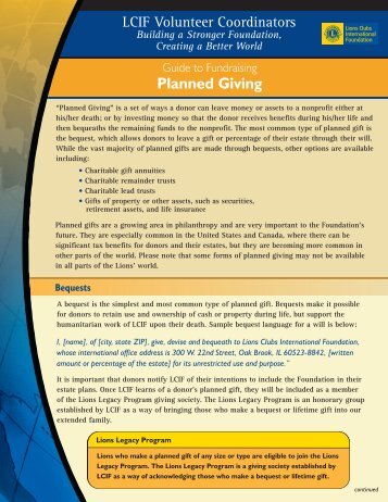 Guide to Fundraising: Planned Giving - LCIF