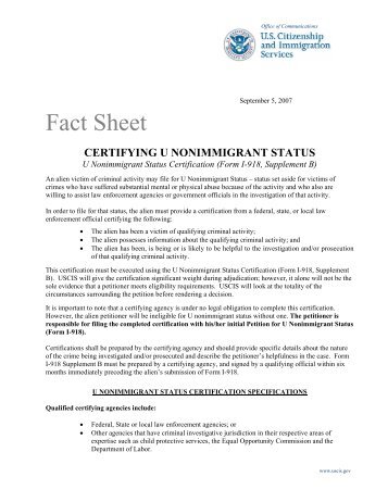 Certifying U Nonimmigrant Status - uscis