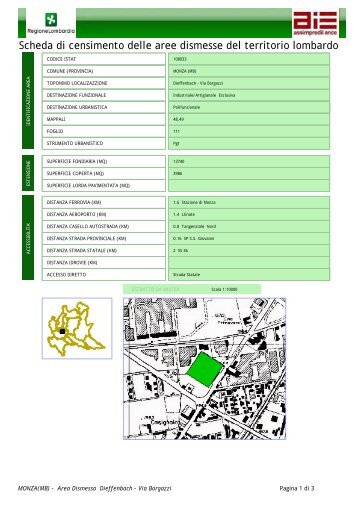 Scheda di censimento delle aree dismesse del territorio lombardo