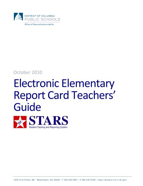Electronic Elementary Report Card Teachers' Guide - DC Stars