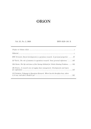 Vol. 25, No. 2, 2009 ISSN 0529–191–X - ORSSA