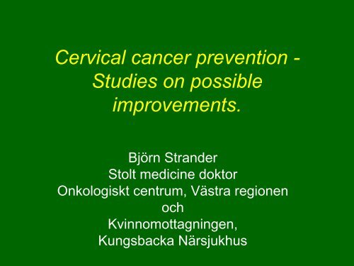 Cervical cancer prevention - Studies on possible ... - SFOG