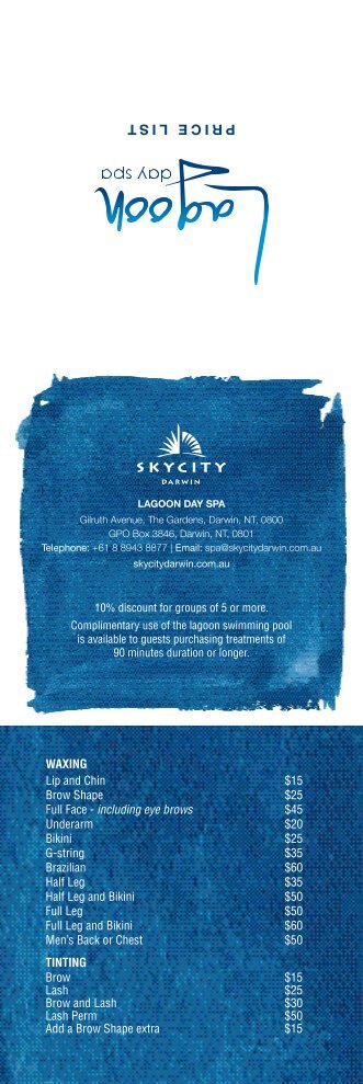 treatment menu - SKYCITY Darwin