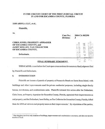 1108 Ariola v. Chris Jones(PDF) - Pensacola Beach Tax Suit