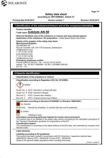 MSDS Iodolyte AN-50 - Solaronix