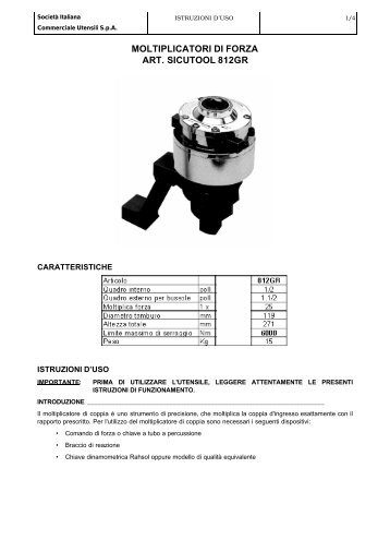 MOLTIPLICATORI DI FORZA ART. SICUTOOL 812GR