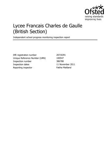 Lycee Francais Charles de Gaulle (British Section) - LycÃ©e franÃ§ais ...