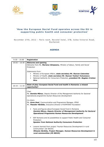 Draft Agenda - European Public Health Alliance