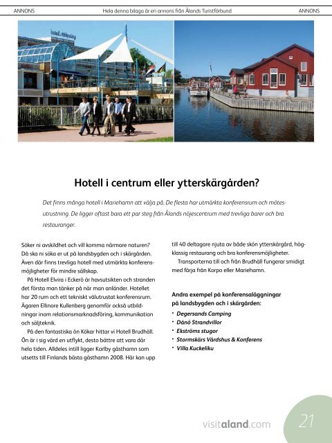 ANNONS Hela denna bilaga är en annons från Ålands Turistförbund ...